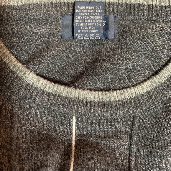 Dockers Crew Neck Sweater Gray Stripes Checks Sz XL - Picture 7 of 8